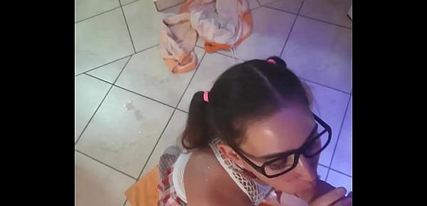  Using my bitch as my human toilet by pissing in her mouth while she sucks my cock | gagging deepthroat | face slapping | POV